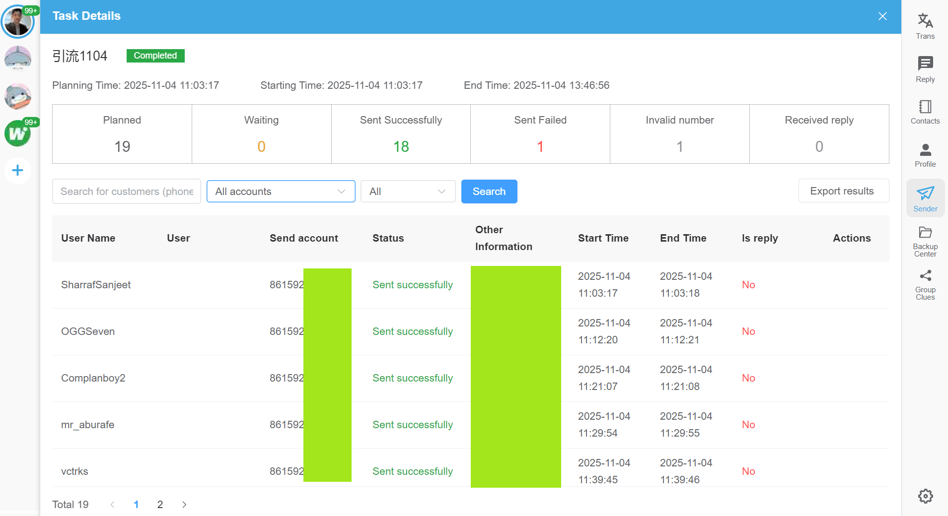 telegram sender dashboard